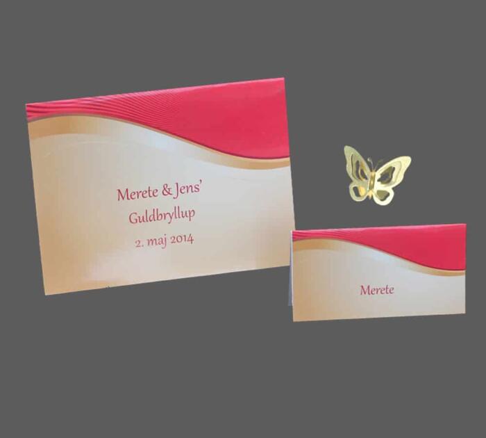 guldbryllupskort i rødt og guld print