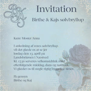 Email invitation med monogram og blomst