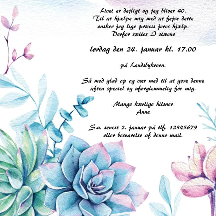 E-kort med blåviolette blomster