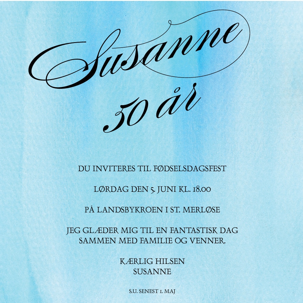 Smuk skrift til fødselsdagsinvitation