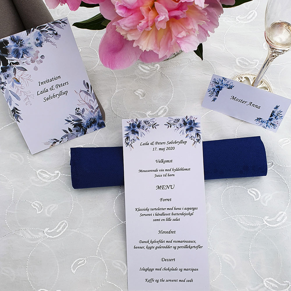 Invitationer, bordkort, menukort med blomster