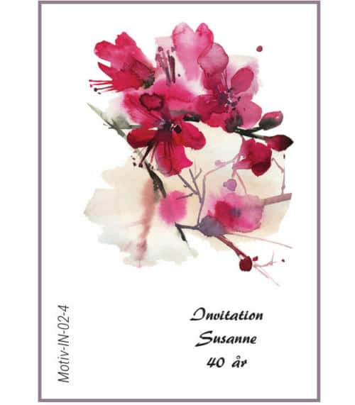 Invitation med kirsebærblomst - Motiv IN-02-4
