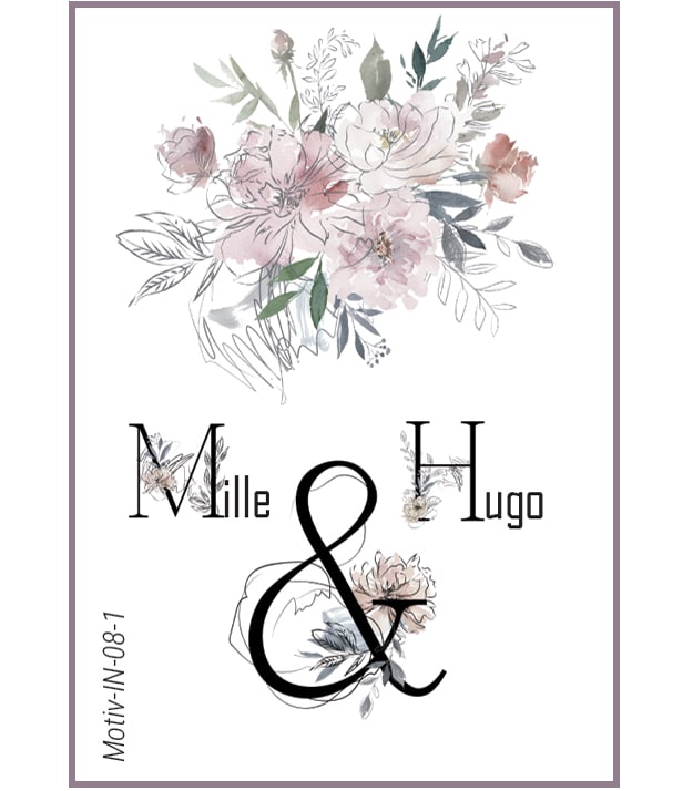 Invitation til bryllup med watercolor blomster