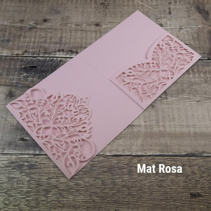 Pocketkort m udstanset flap og lomme - farve: mat rosafarvet