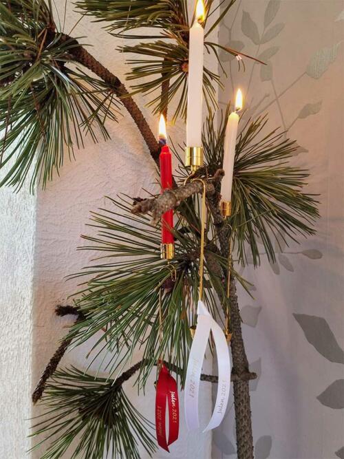 lysholdere til juletræ med/uden silkebånd