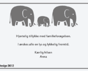 Lykønskningskort med familieforøgelse - babyelefant