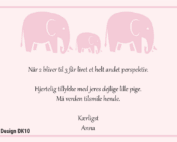Barnedåbskort med lyserøde elefanter