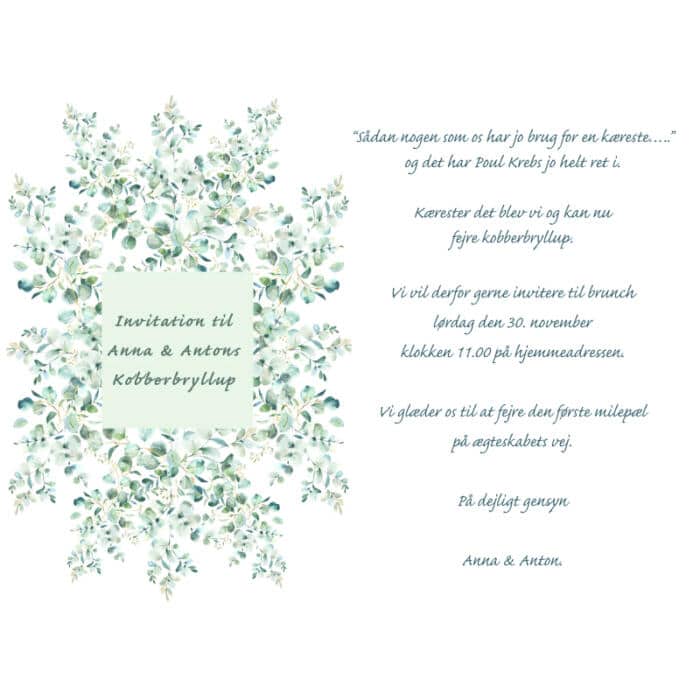 e-invitation med eucalyptusgrene