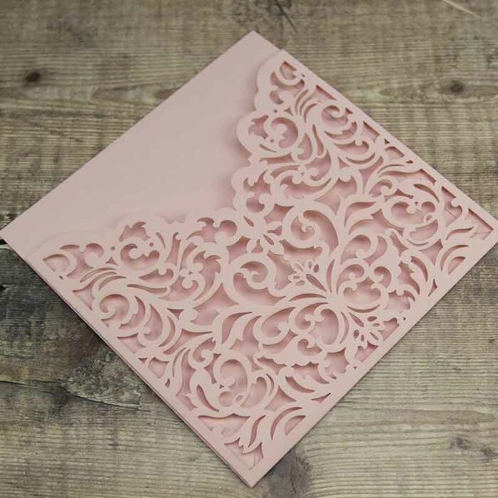 Etui invitation udstanset mat rosa - Emerald