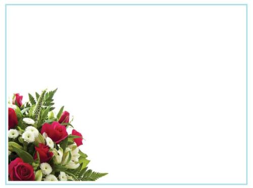 Takkekort ved begravelse med en flot rosenbuket